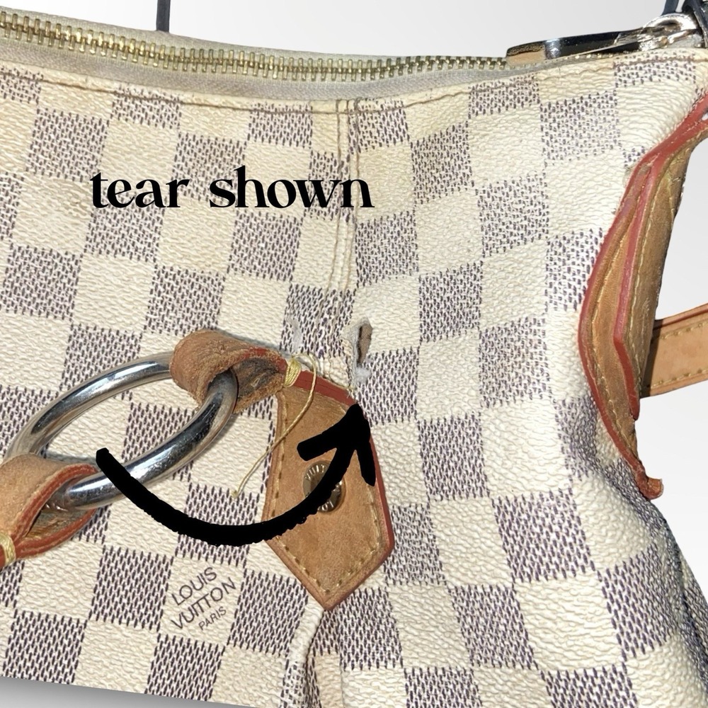 Louis Vuitton Damier Azur Evora MM Vintage Shoulder Tote Bag Checkered Purse - Picture 11 of 16